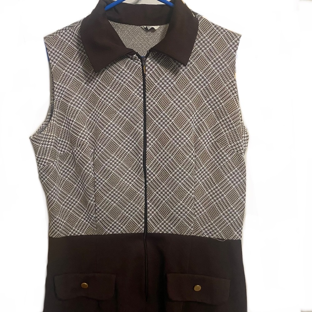 Vintage 1960s Brown Collared Dress
